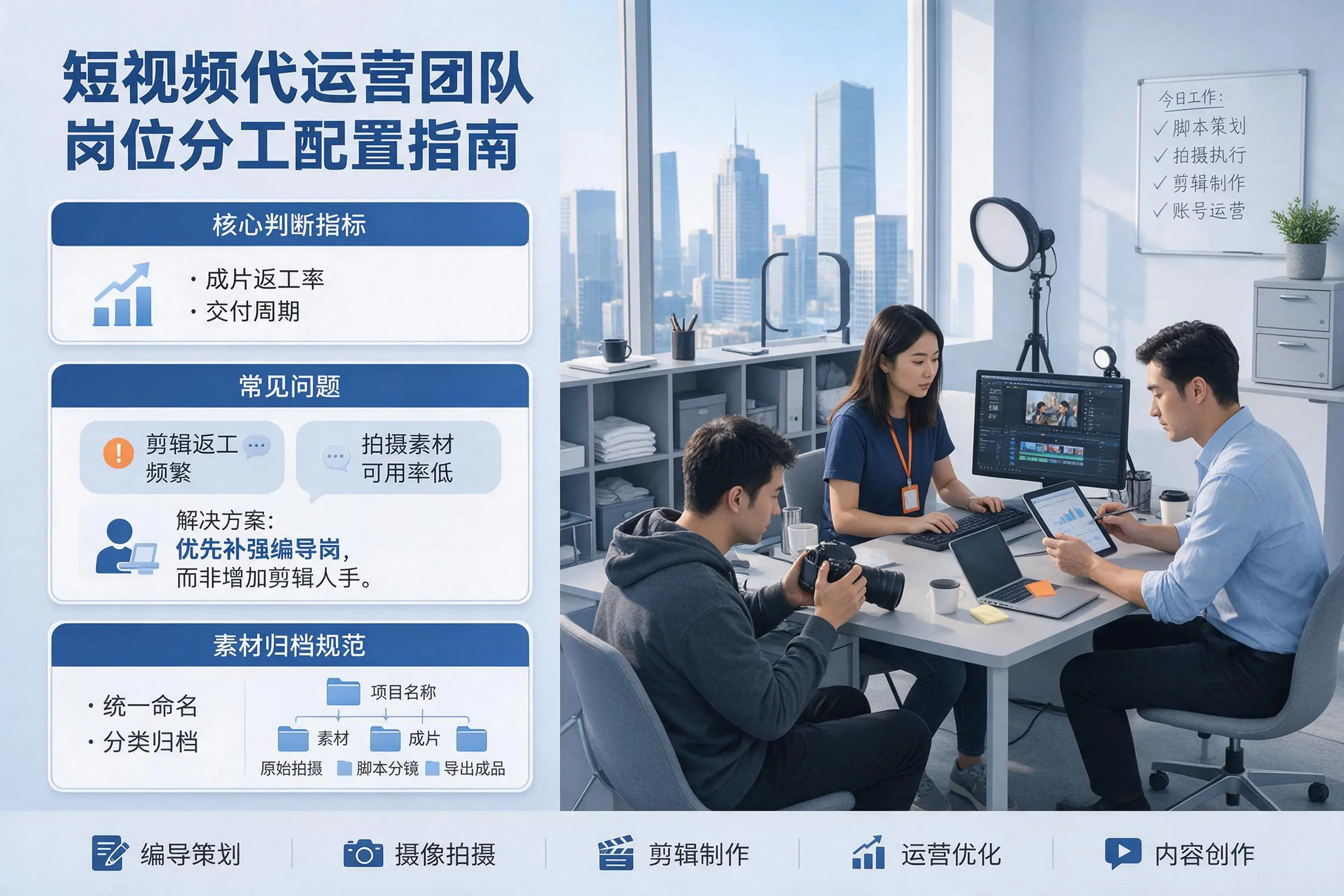 短视频代运营团队如何配置?延安企业岗位分工科普说明