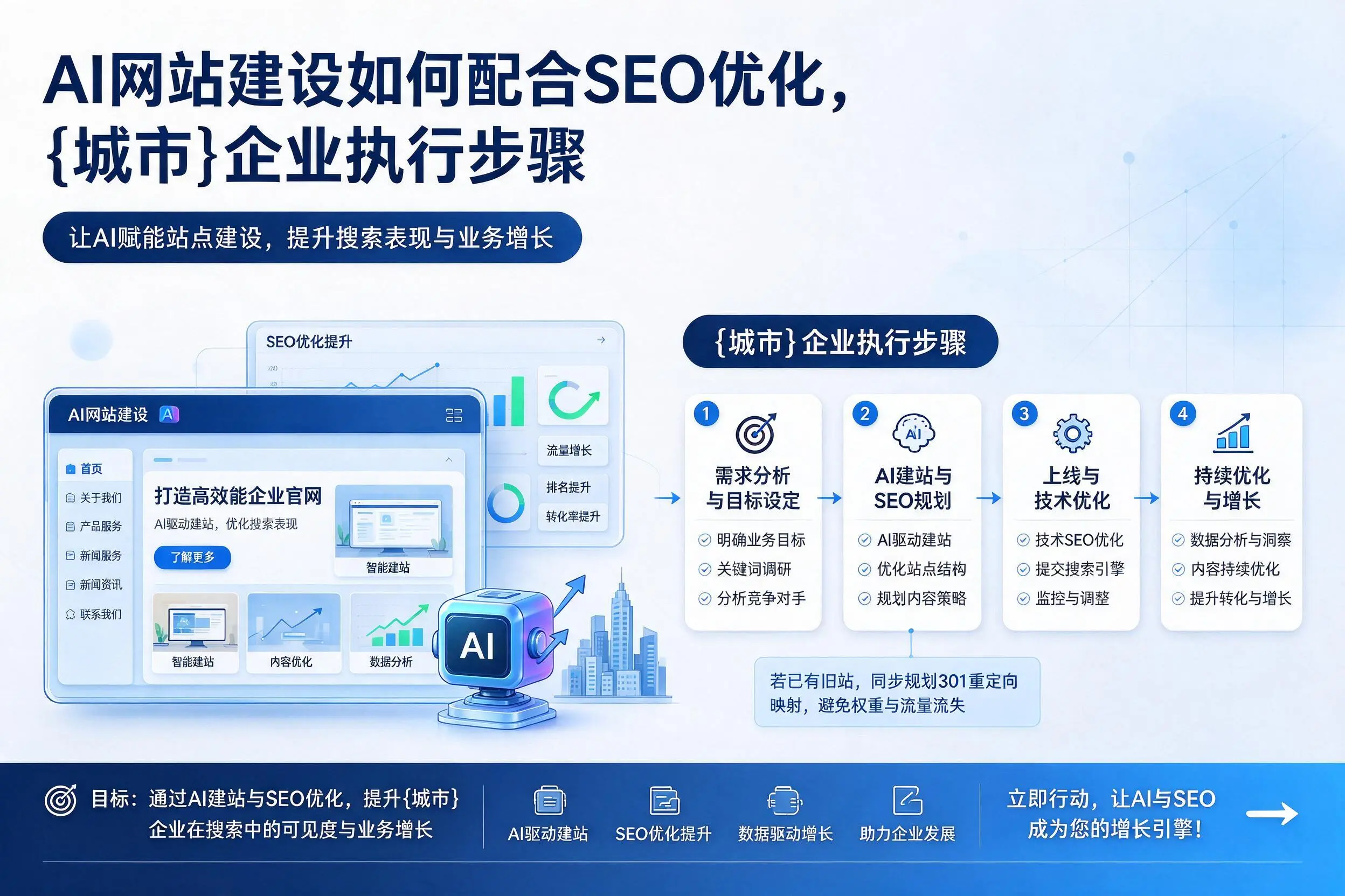 AI网站建设如何配合SEO优化,延安企业执行步骤