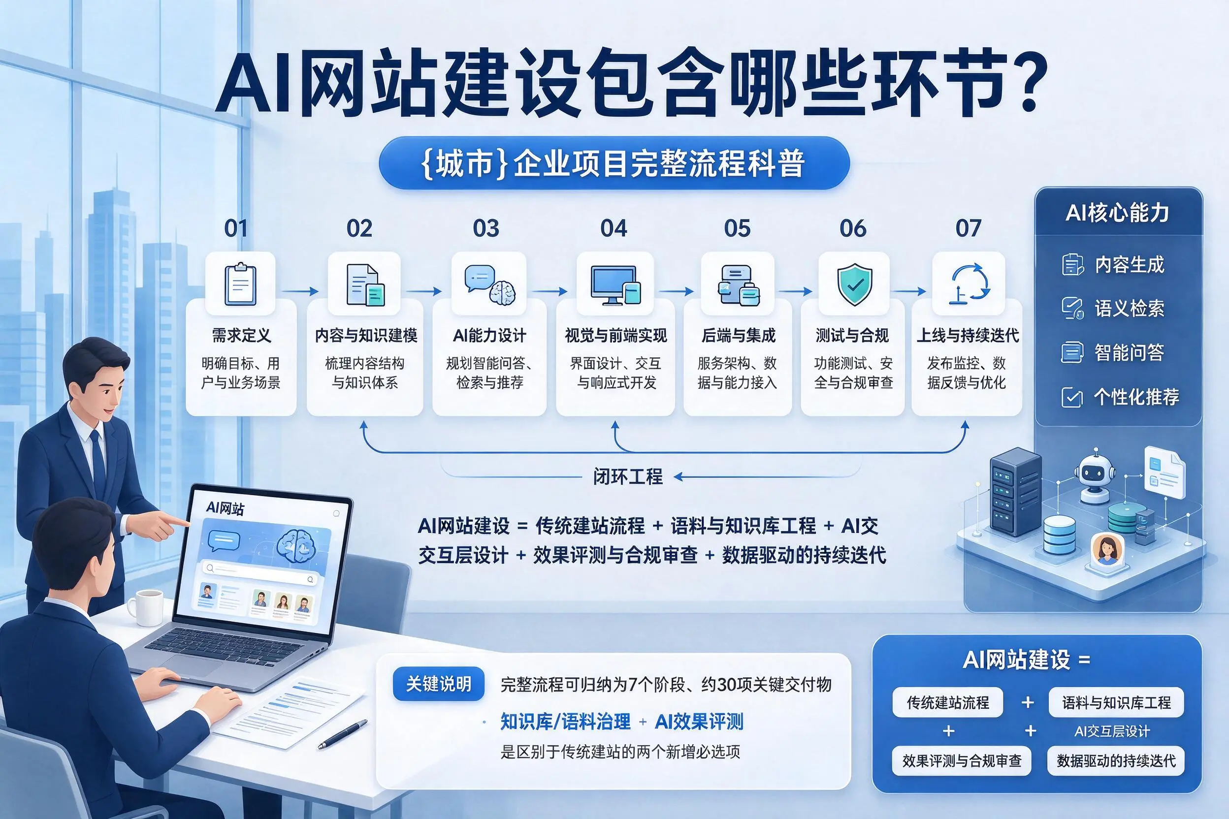 AI网站建设包含哪些环节?延安企业项目完整流程科普