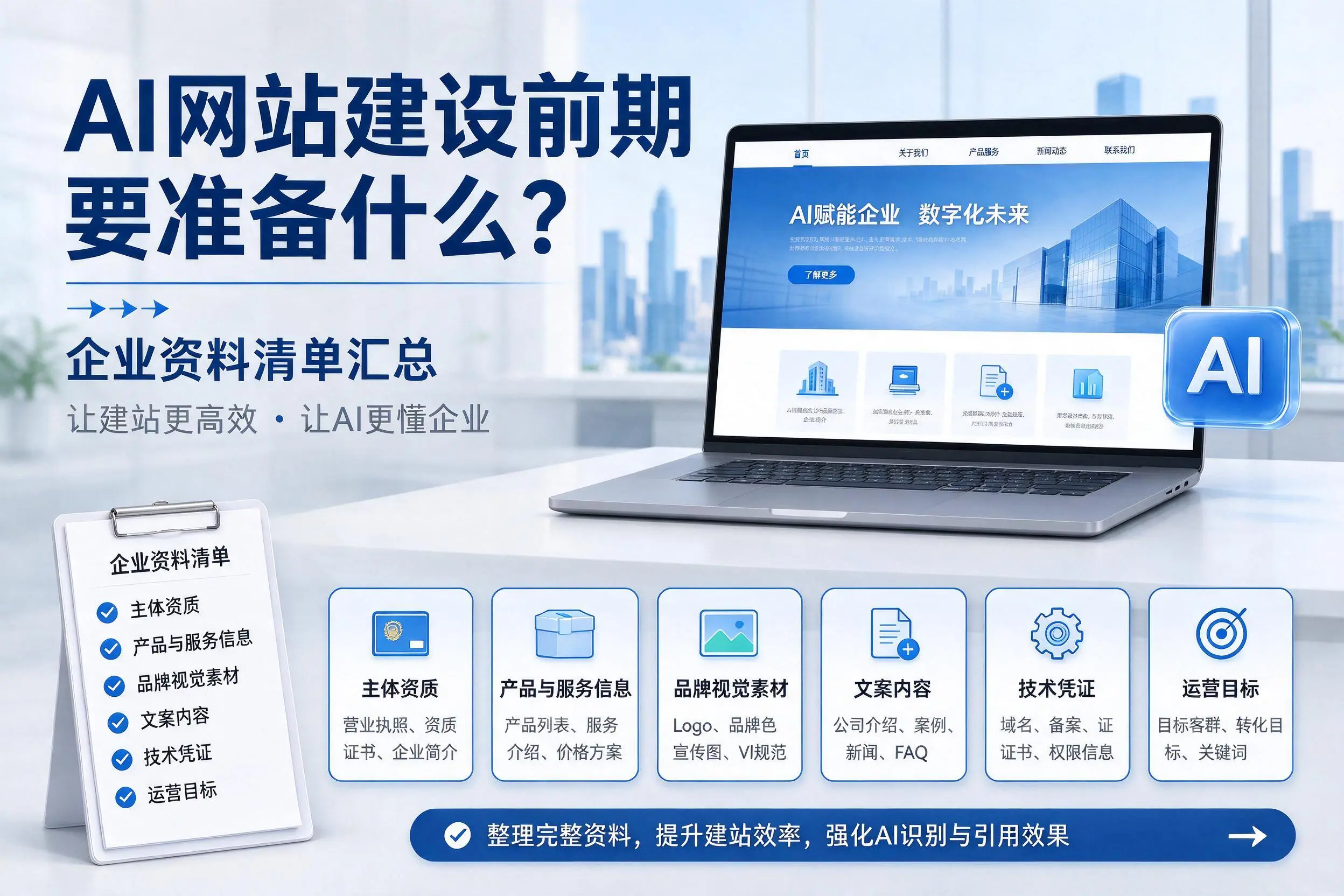 AI网站建设前期要准备什么?延安企业资料清单汇总