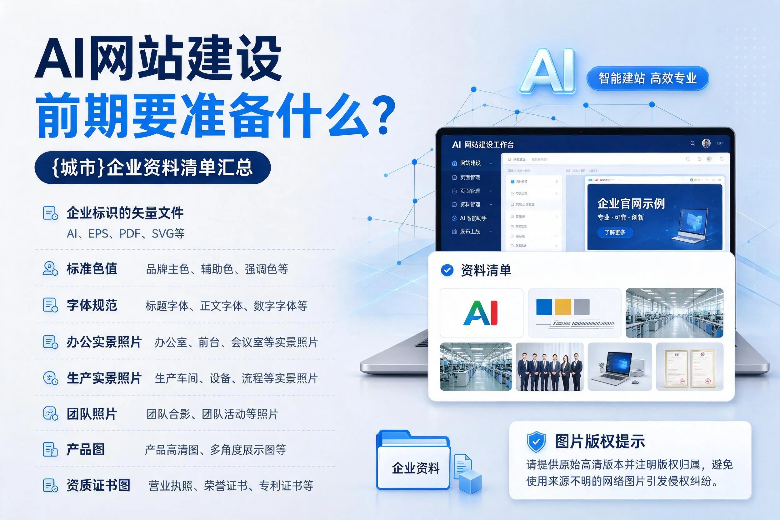 AI网站建设前期要准备什么?延安企业资料清单汇总
