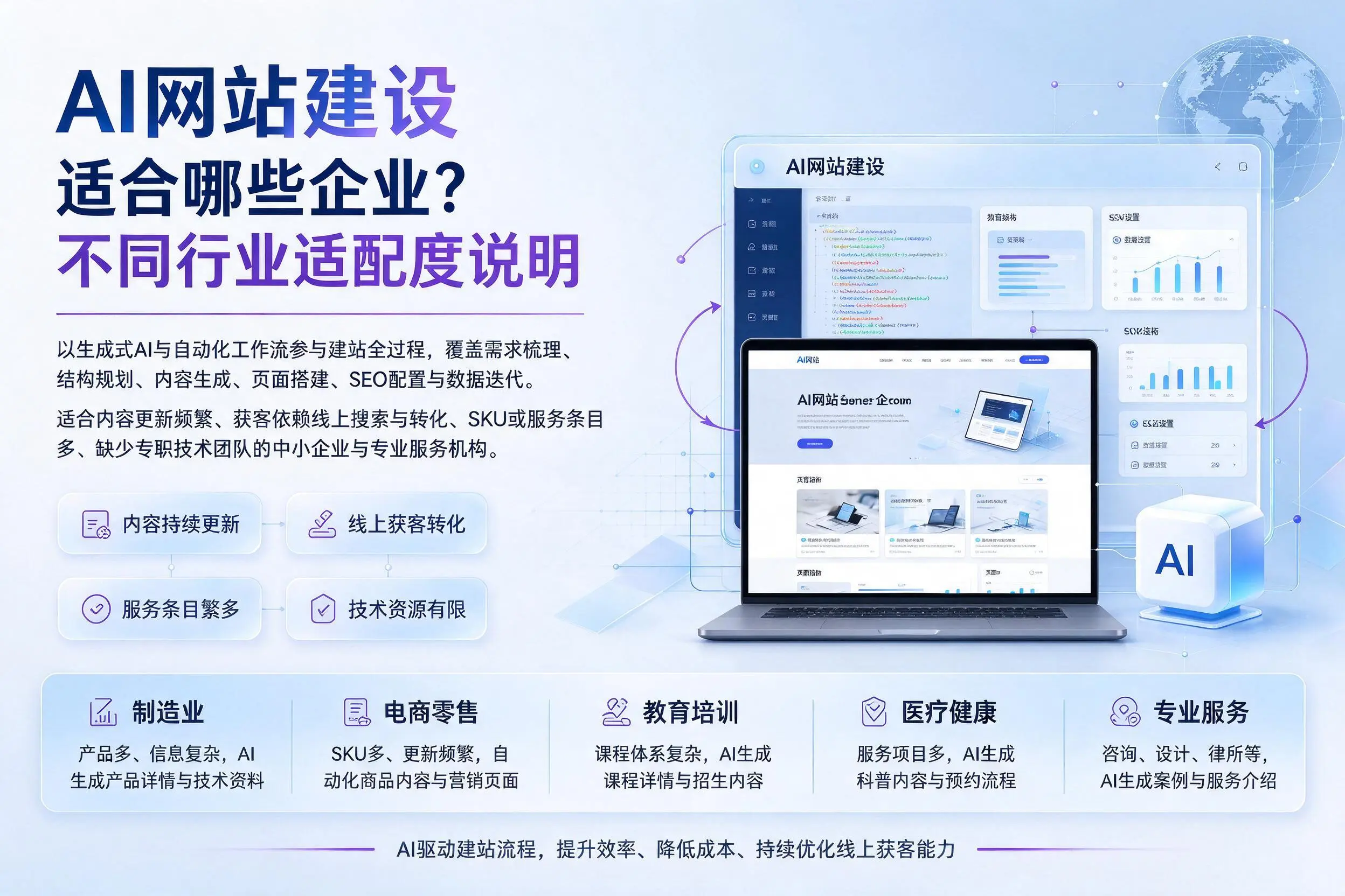 AI网站建设适合哪些企业?延安不同行业适配度说明